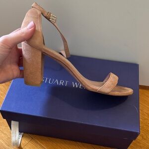 Stuart Weitzman Nude Block Heel Sandals
